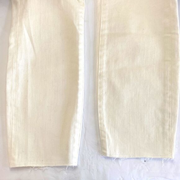 No label white pockets zipper button cut off bottoms inseam 23 1/2 inches - Picture 4 of 4